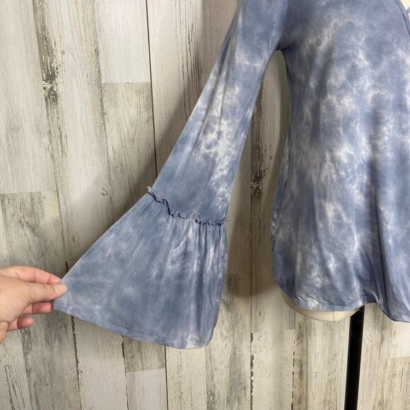American Eagle Outfitters Soft & Sexy Tie Dye Bell Sleeve Top Blue Boho Size S - Picture 3 of 8